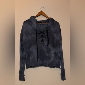 American Eagle medium hooded cropped sweater with string detail